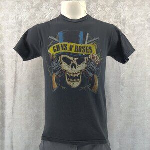 Vintage Guns n Roses Shirt Mens Small Black Rock Band 90s Y2K Logo Skull Top Hat